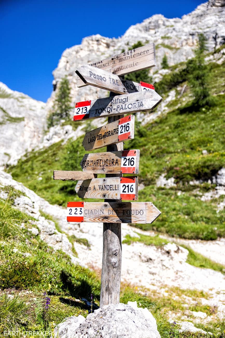 Hiking Signs Dolomites Italy