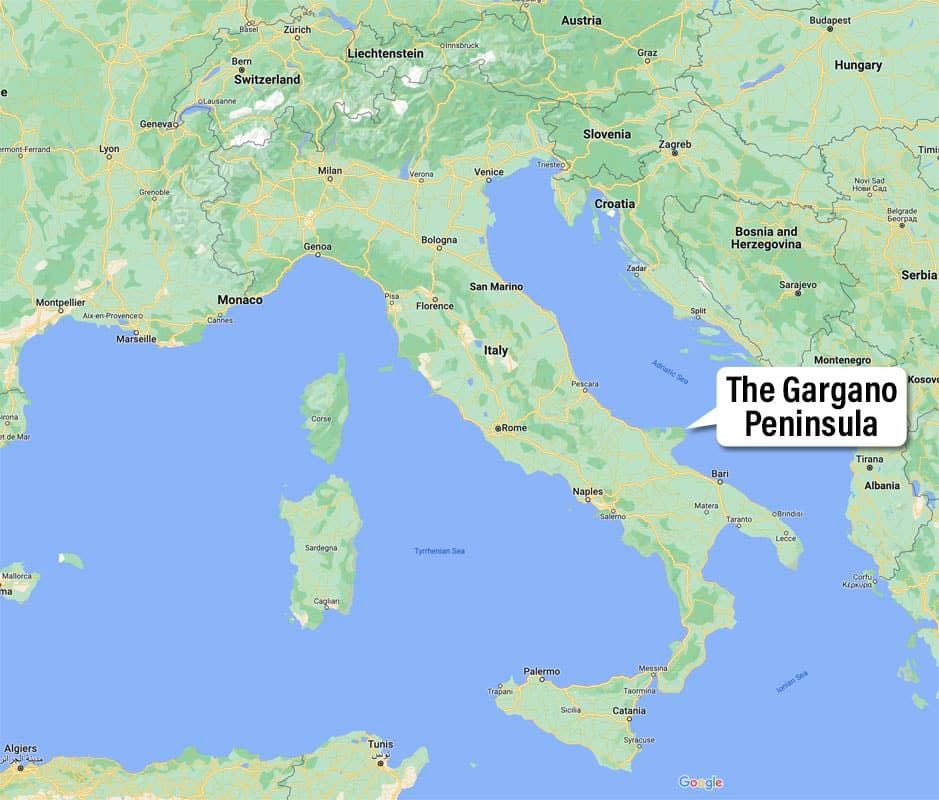 Gargano Peninsula Location