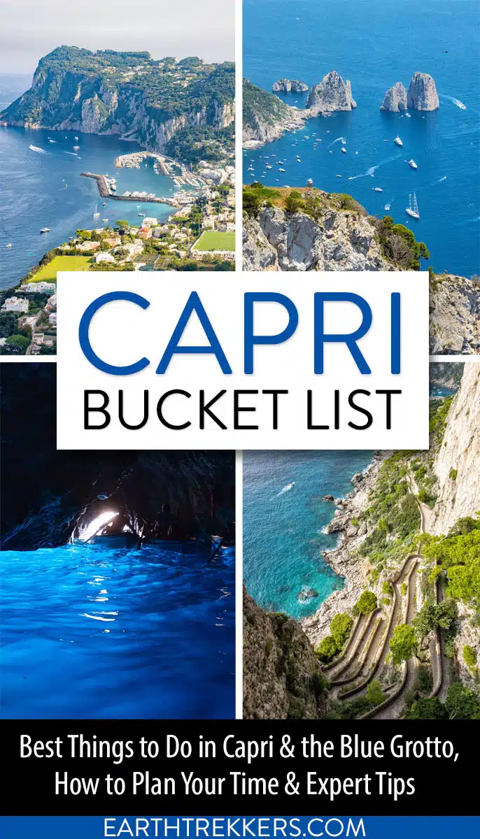 Best things to do in Capri, Italy: Blue Grotto, Capri, Anacapri, Via Krupp, Monte Solaro, hiking trails, and more.