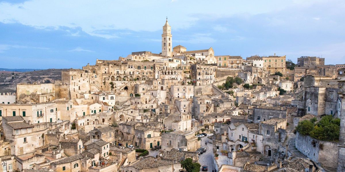 Matera with persony buildings
