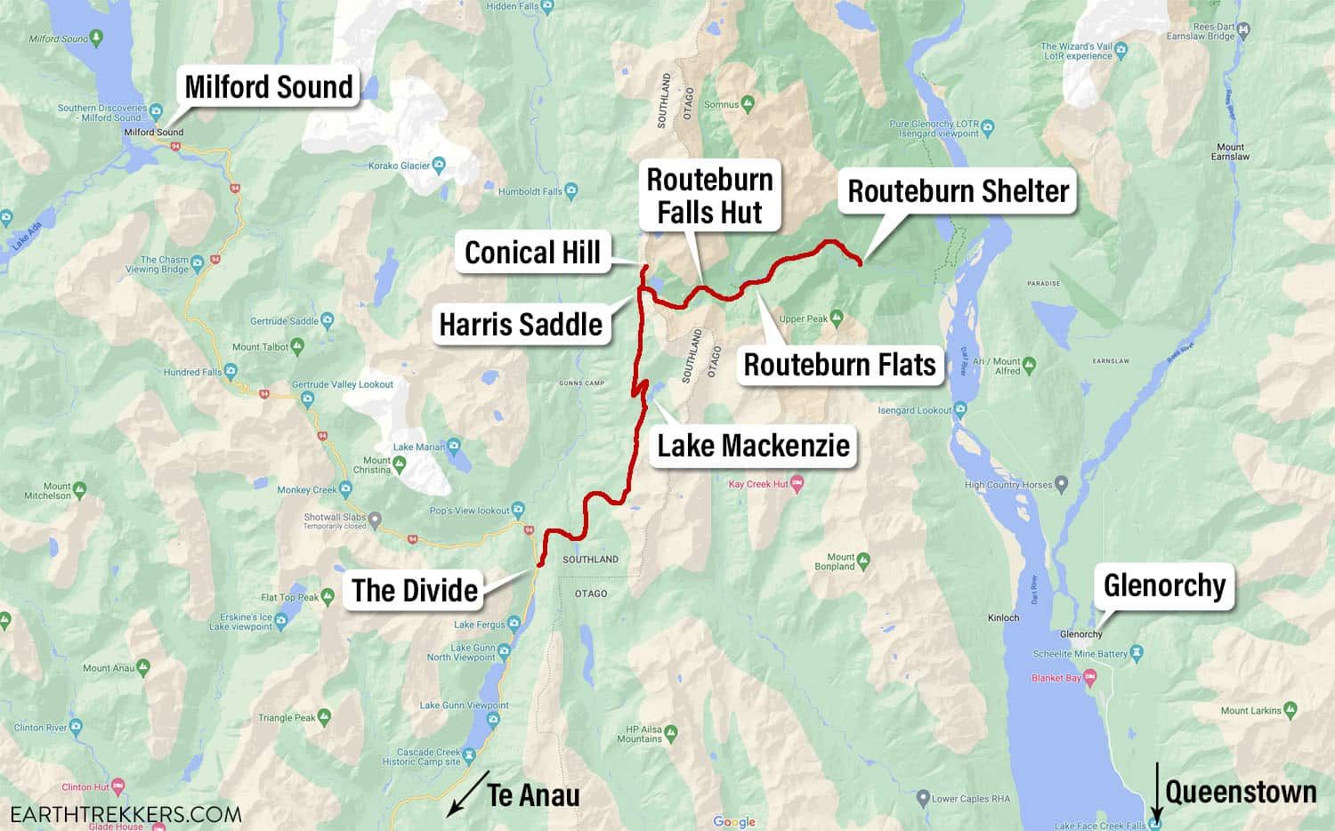 Routeburn Track Map