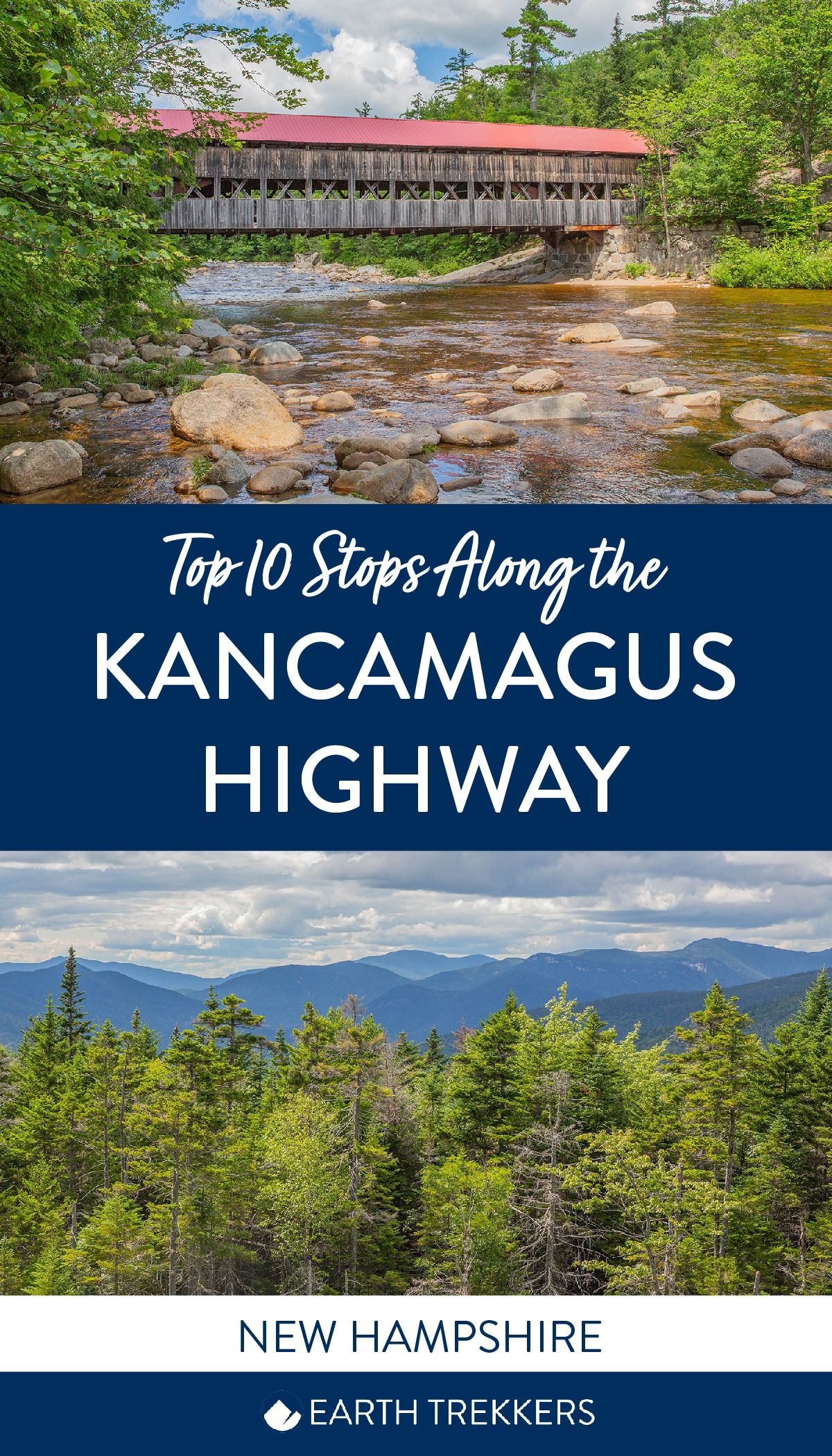 Top 10 stops along the Kancamagus Highway in New Hampshire. Albany covered bridge, Rocky Gorge, Champney Falls, and more.