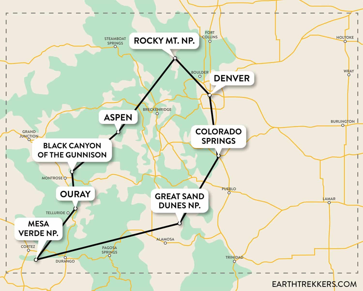 Colorado Itinerary Map