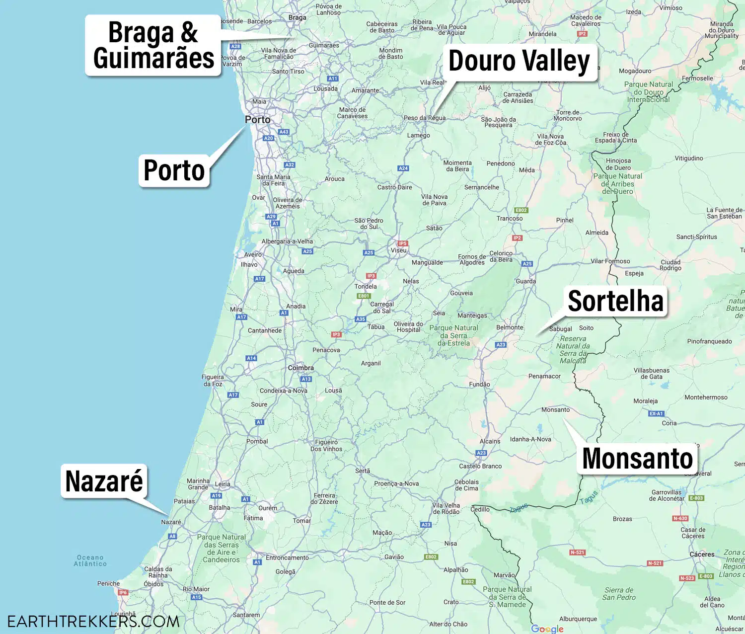 10 Day Portugal Itinerary Map Douro Valley