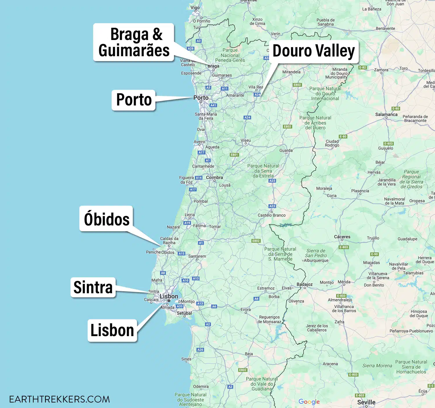 10 Day Portugal Itinerary Map Lisbon Porto
