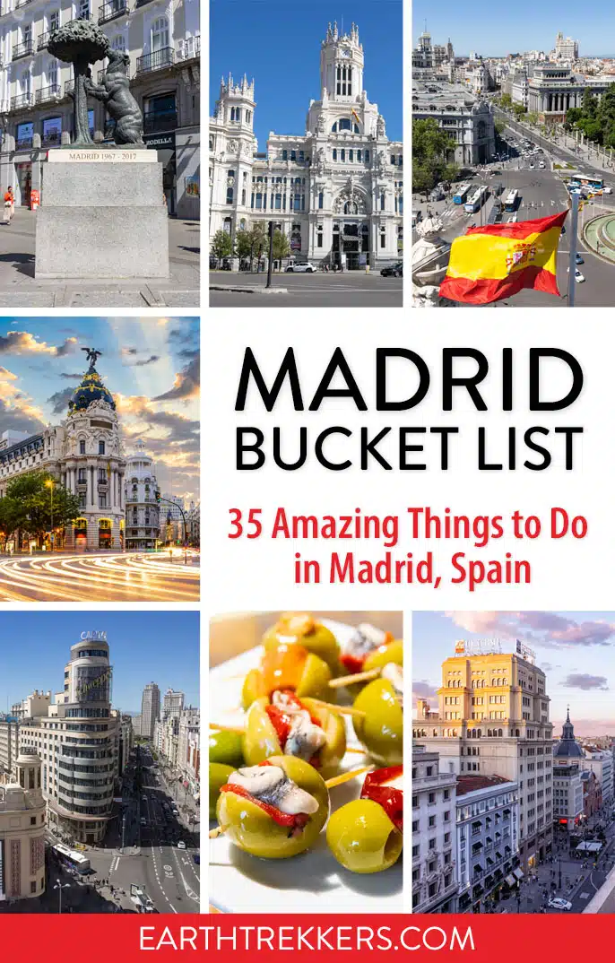 Best things to do in Madrid, Spain. Prado Museum, Gran Via, Retiro Park, best rooftop bars, Royal Palace, day trips Toledo, Segovia, and Avila.