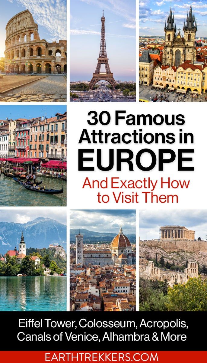 30 popular attractions in Europe and how to visit them. Colosseum, Eiffel Tower, the Louvre, Sistine Chapel, and more.