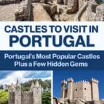 Best castles in Portugal. Pena Palace, Castle of the Moors, Obidos, Monsanto, Marvao, Sao Jorge Castle in Lisbon, and more.