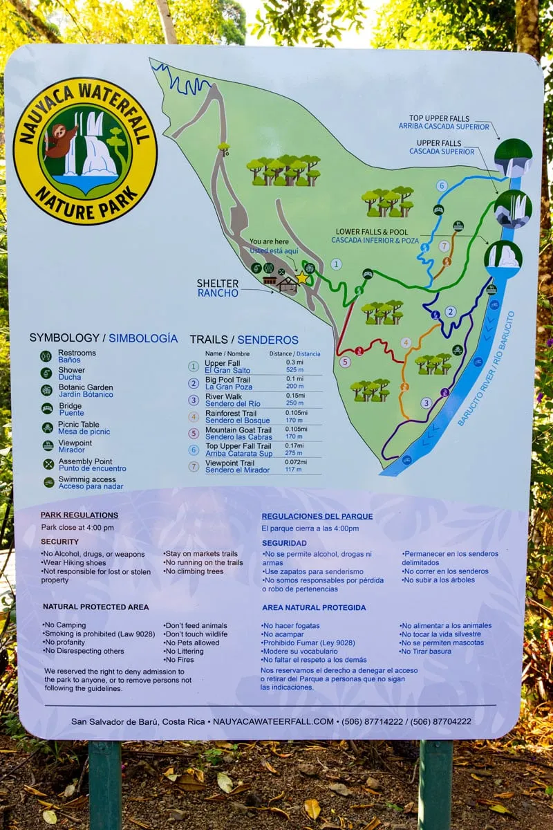 Nauyaca Waterfall Nature Park Map