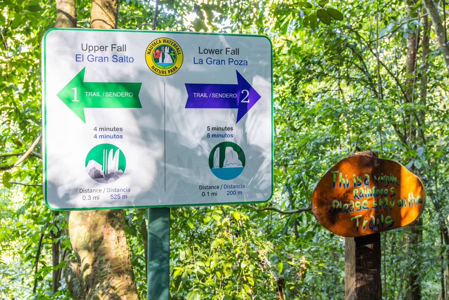 Nauyaca Waterfall Nature Park Trail Sign