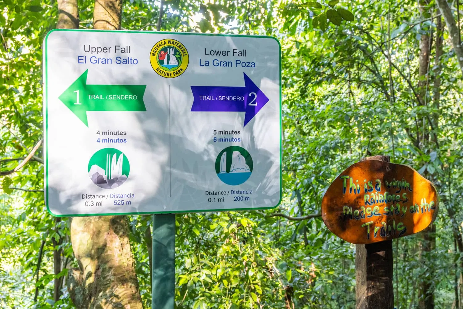 Nauyaca Waterfall Nature Park Trail Sign