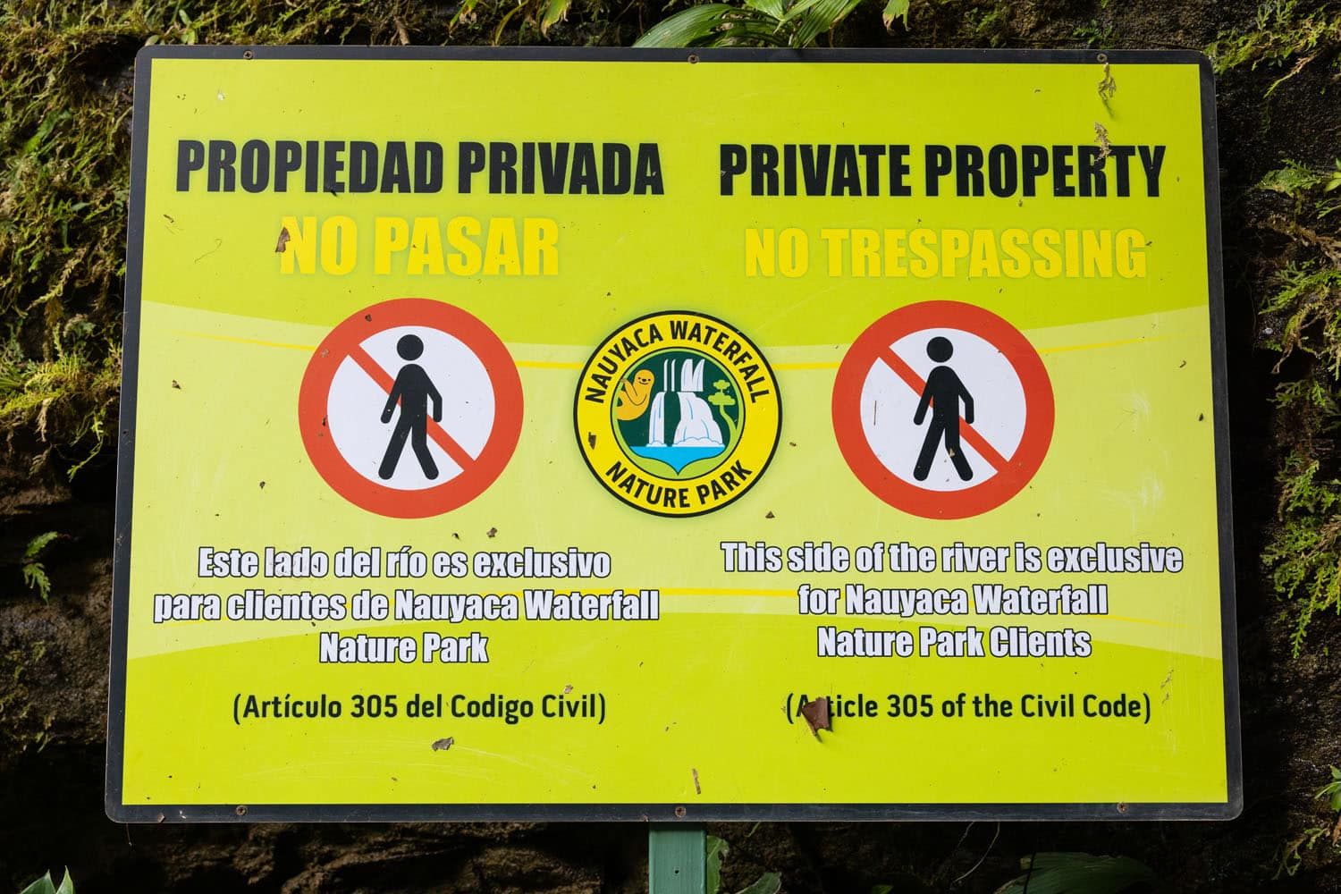 Nauyaca Waterfalls Do Not Enter Sign