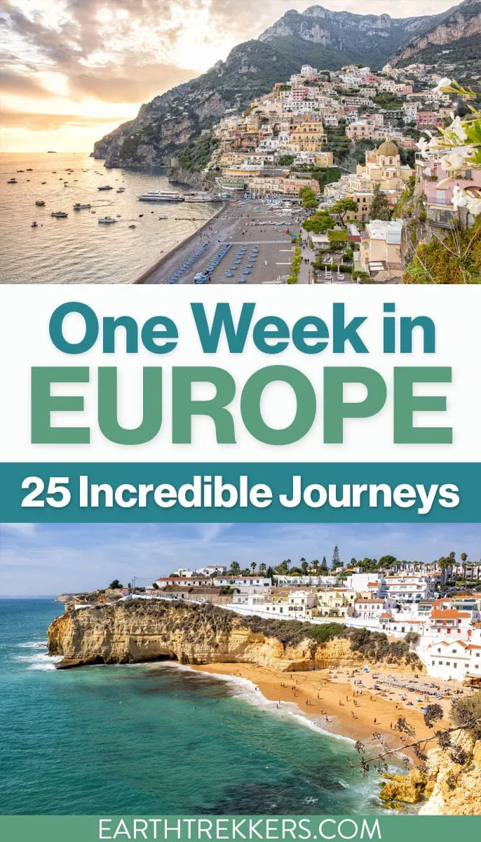 25 one week in Europe itineraries. Visit Paris, Amsterdam, London, Rome, Portugal, Barcelona, Swiss Alps, Greece, and more.