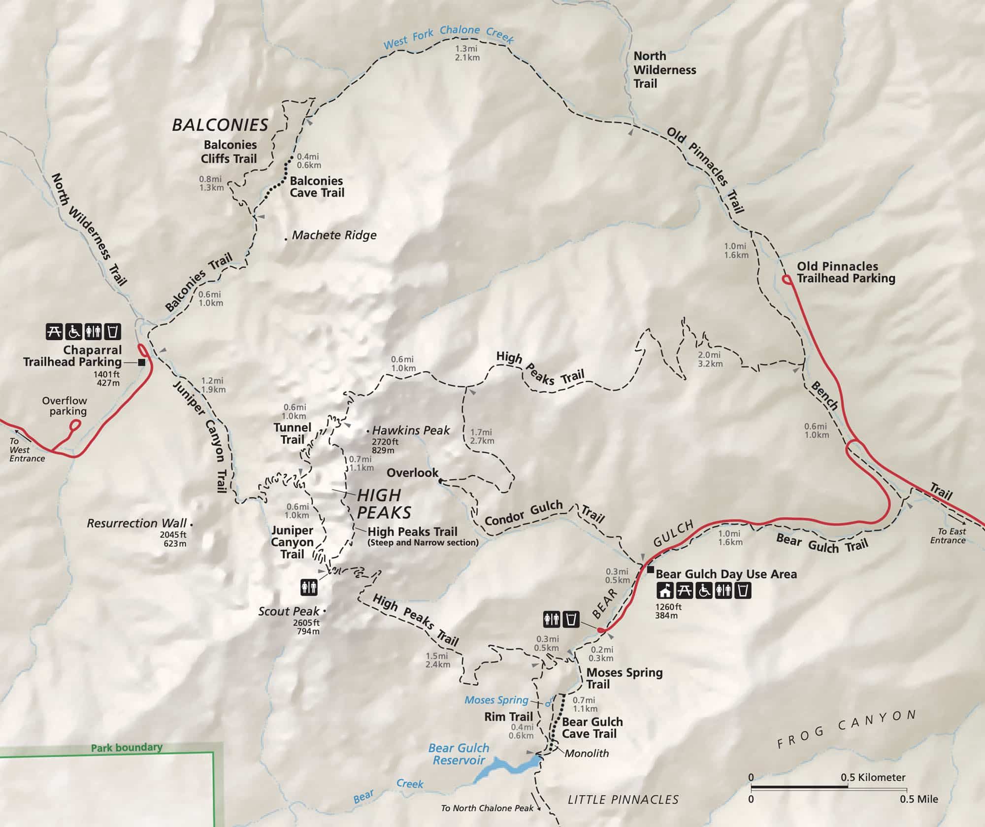 Pinnacles National Park map