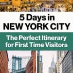 5 Day New York City itinerary. Empire State Building, Central Park, Times Square, Statue of Liberty, Brooklyn, and more.