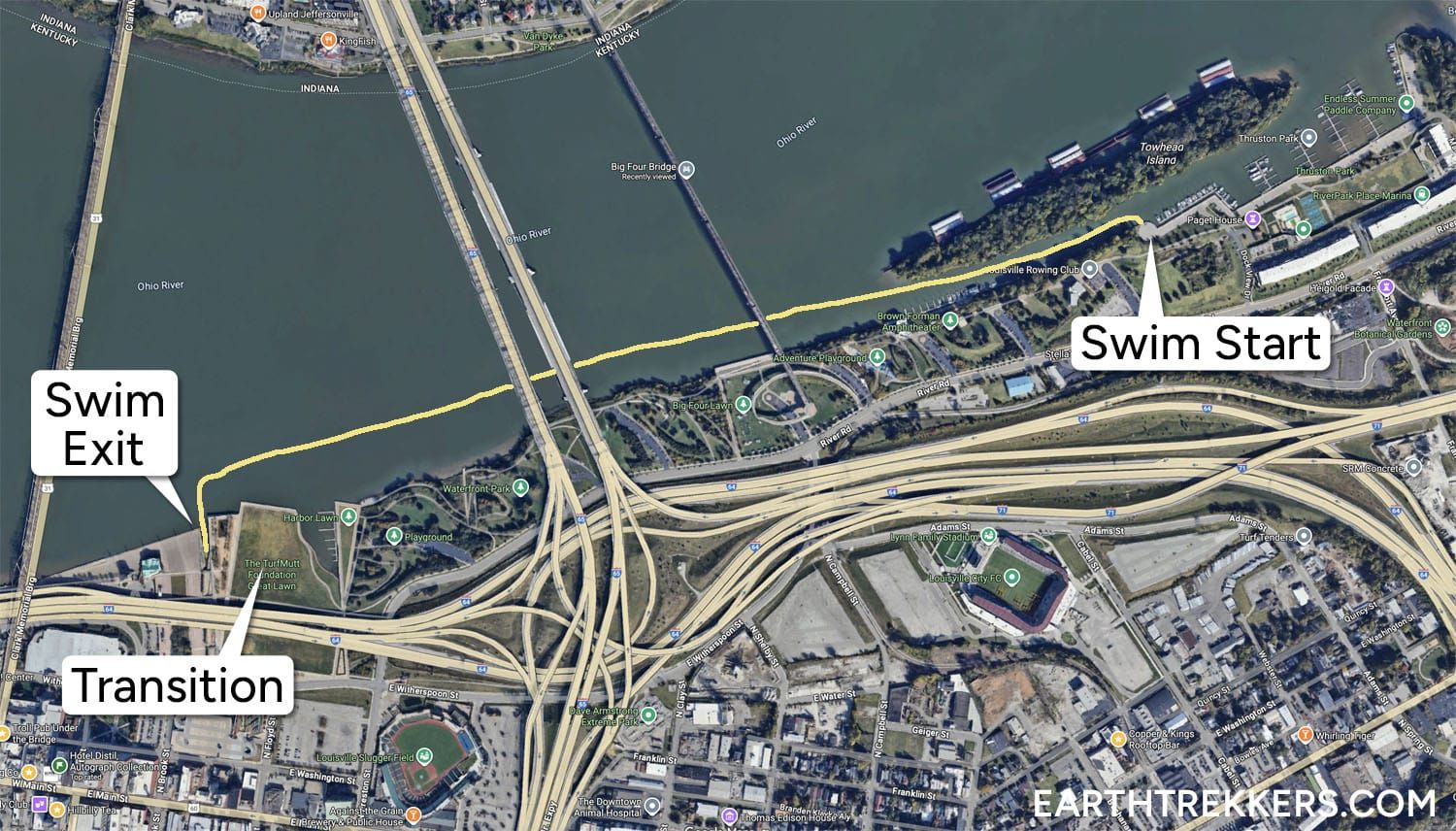 Ironman Louisville 70.3 Swim Map