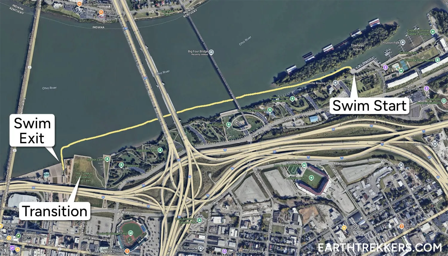 Ironman Louisville 70.3 Swim Map