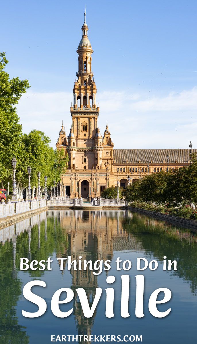 Best things to do in Seville, Andalusia, Spain. Plaza de Espana, Seville Cathedral, tapas, rooftop bars, Royal Alcazar, and more.