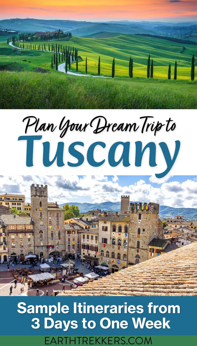 The perfect Tuscany itinerary for 3 days, 5 days, one week, or even 10 days. Visit Florence, Pisa, Lucca, Siena, San Gimignano, Volterra, Montepulciano, Montalcino, Pienza, Arezzo, Cortona, and more.