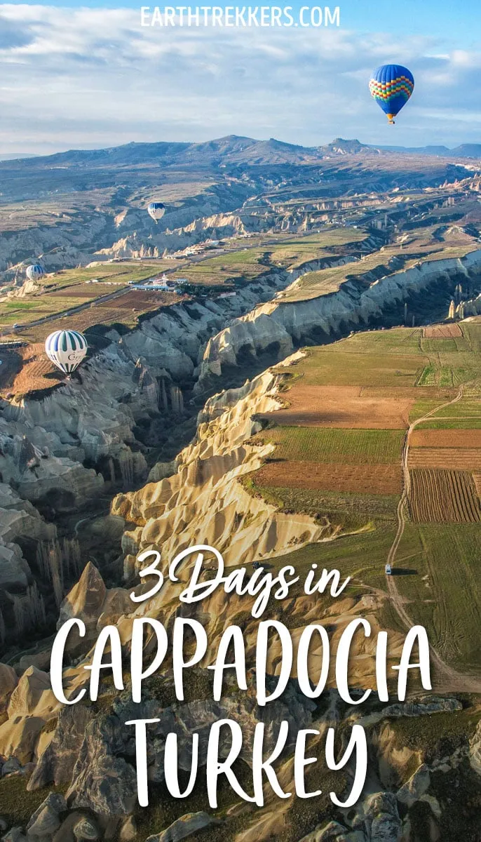 Three days in Cappadocia, Turkey Itinerary. Hot air balloon ride, best hikes, where to stay, and where to eat.