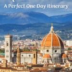 One day in Florence, Italy itinerary. Visit the Florence Cathedral (the duomo), Michelangelo's statue of David, the Uffizi Gallery, Palazzo Vecchio, Ponte Vecchio, and Piazzale Michelangelo.