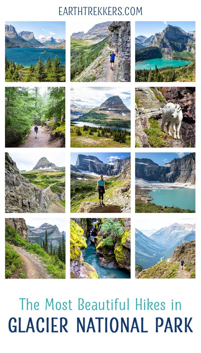 Best hikes in Glacier National Park: Highline Trail, Grinnell Glacier, Hidden Lake, Avalanche Lake, Cracker Lake, Iceberg Lake and more. Includes hikes in Many Glacier and Two Medicine.