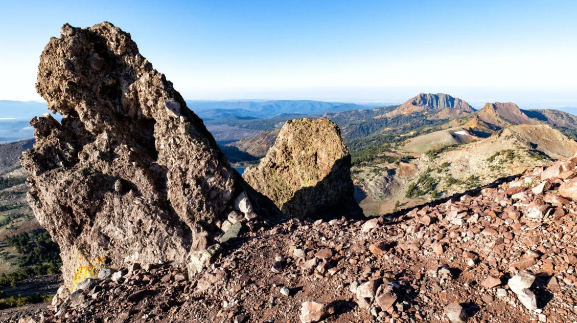 Sweeping view from the trail to Lassen Peak in Lassen Volcanic National Park