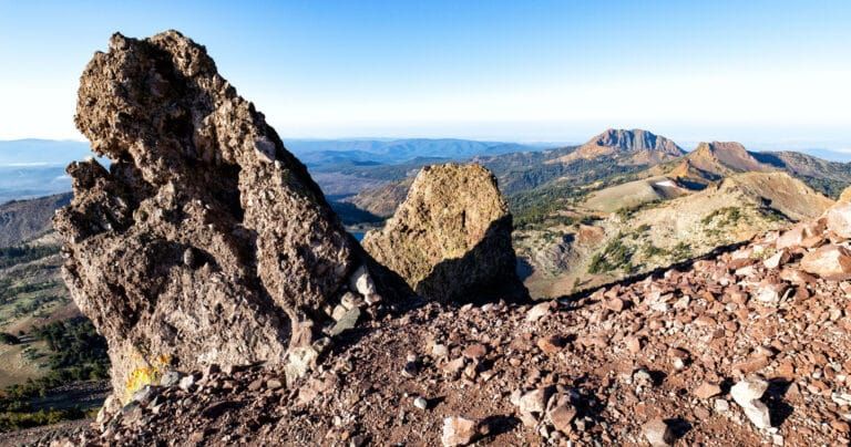 Sweeping view from the trail to Lassen Peak in Lassen Volcanic National Park